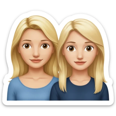 i want an emoji with 2 longue hair blonde girls like the movie "the holiday" They are not touching each other. One is Cameron Diaz, the tother Kate Winslet. sticker