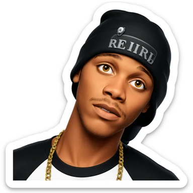 male portrait with hat and necklace sticker