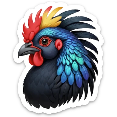Ayam cemani rooster with black wattle black beak black comb black sticker