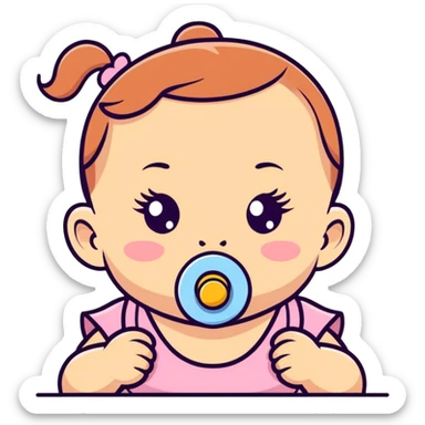 baby girl with a pacifier in her mouth sticker