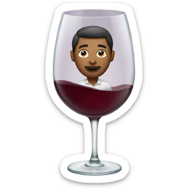 a man floating in a wine glass sticker