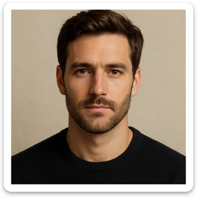 face of a handsome white man, brown hair, stubble, simple background sticker