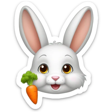 Cute furry rabbit with carrot sticker