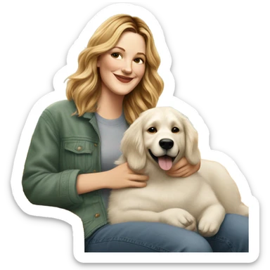 Drew Barrymore With Her Dog Douglas  sticker