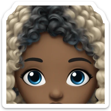 ocean brown doll eyes, black hair, feminine, blue, girl, angelic sticker