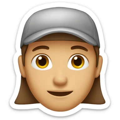 brown hair with gray cap sticker