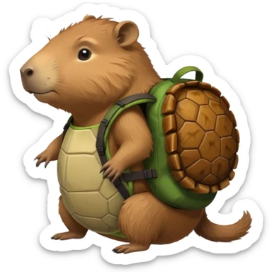 Capibara con mochila de tortuga  sticker