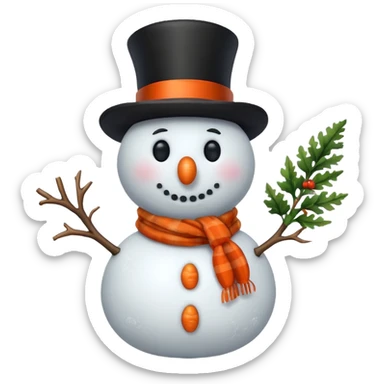 A classic snowman with carrot nose and coal smile. sticker