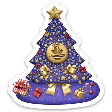 christmas gift box with bow sticker