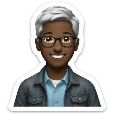 smiling boy in glasses portrait with greyish hair  sticker