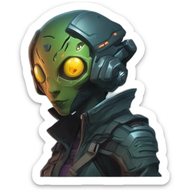 cyberpunk alien character desing scifi roguelike rpg style inspired by slay the spire digital art sticker