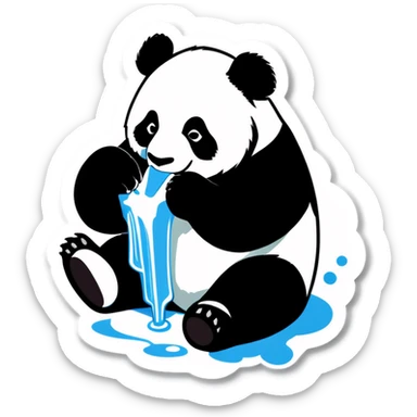 Panda eating ice  sticker