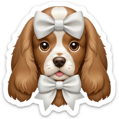 Spanish cocker with white bow sticker