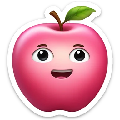 Cute pink apple has a smooth,round chubby appearance  sticker