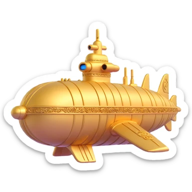 golden Anunnaki submarine, ornate details, underwater sticker
