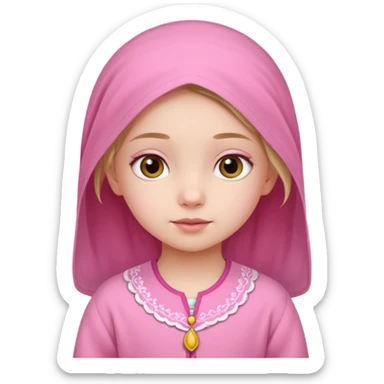 Cute little girl wearing pink clothes and feeling calm poster with Ghabali design sticker