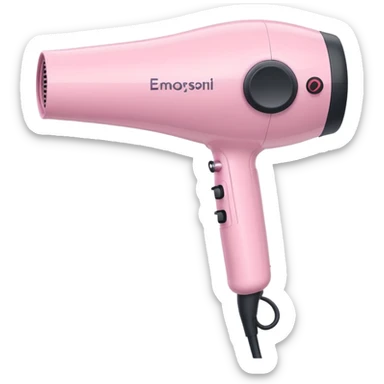 Pastel pink hair dryer, sleek and minimal design, soft lighting sticker
