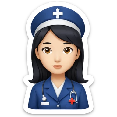 Asian girl with long black hair Navy Nurse sticker