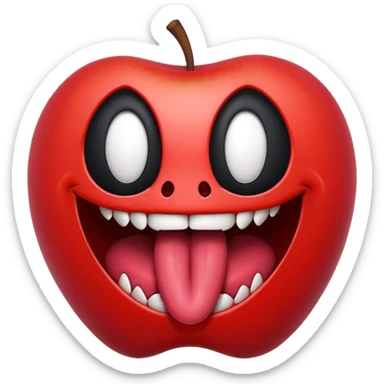 Venom symbiote apple style emoji, tongue extended, mischievous expression sticker