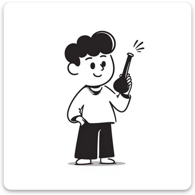 cute hand-drawn poop character holding a small bong sticker