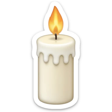 A simple emoji-style illustration of a candle with no flame, the wick slightly burnt, and a small amount of light smoke rising, minimal design, flat emoji look sticker