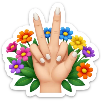 A bouquet of flowers with middle fingers replacing the flowers sticker