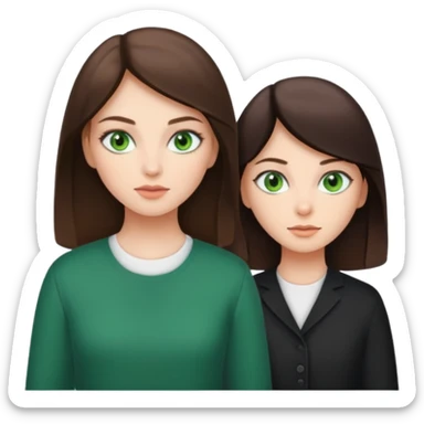 A brunette sister with green eyes and a brunette sister with green eyes in different clothes sticker