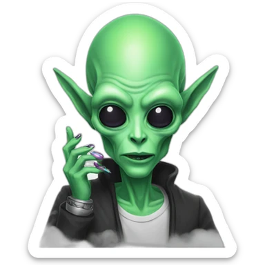 alien vape lord with manicure sticker