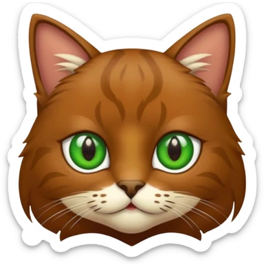 eine braune flauschige niedliche katze mit grünen augen die augen sollen nicht leuchten sondern matt sein  sticker