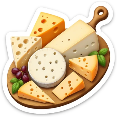Cheese platter with different cheese varieties sticker
