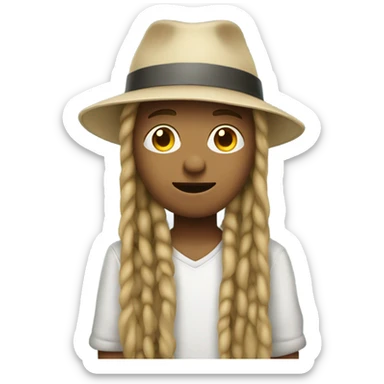 boy in hat by blinds with long blonde dreadlocks sticker