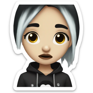 Emo gothic girl with black hair crying sticker