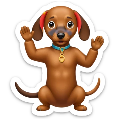 Create a dachshund doing a dab move sticker