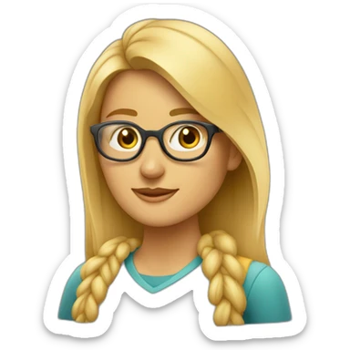 Mujer estudiante mediana edad rubia y con gafas sticker