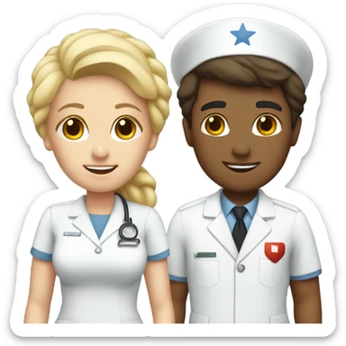 blonde nurse and brunette pilot couple  sticker