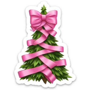 Pink bow cut Christmas tree sticker