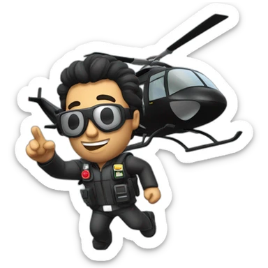 Brazilian named Pablo Marçal, flying in a black helicopter together with his co-pilot sticker