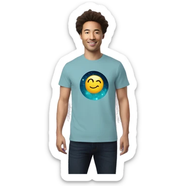 Person wearing T shirt with nebulas galaxies and constellations t shirt sticker