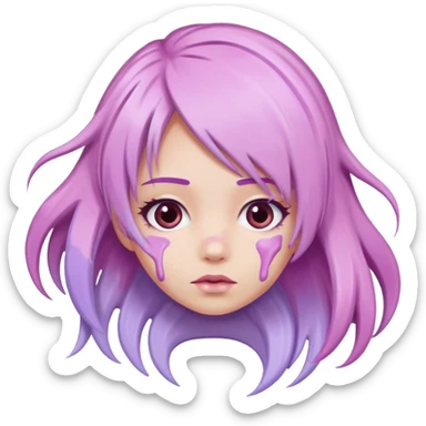 messy tubes of pastel pink and lilac hair dye, dye oozing out sticker