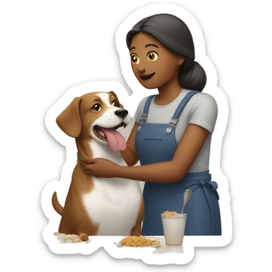 Woman feeding dogs sticker