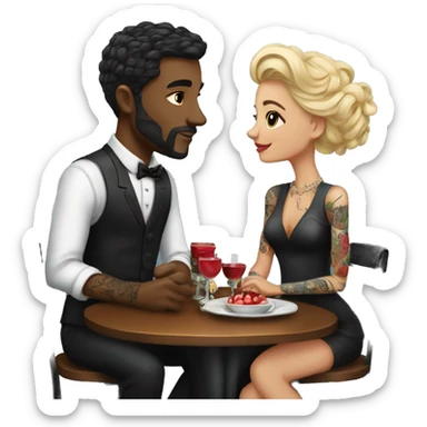 Romantic fancy date for beautiful tattooed couple sticker