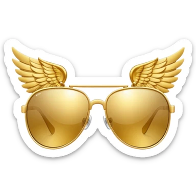 fancy gold sunglasses with wings sticker
