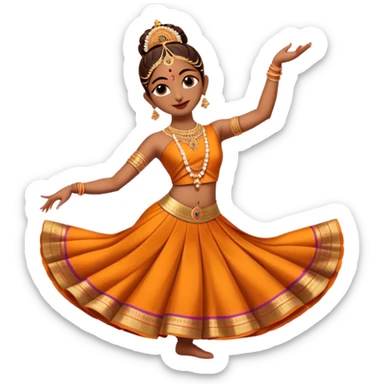 cinematic-realistic-bharatanatyam-dance-emoji,-depicted-as-an-elegant-classical-indian-dance-performance-with-graceful-poses,-intricate-costumes,-and-expressive-hand-gestures,-rendered-with-rich-textures-and-warm-dramatic-lighting, single dancer sticker