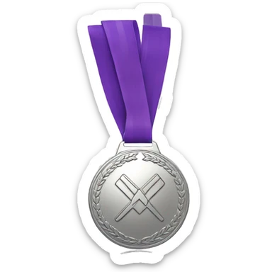silver olympics medal with purple ribbon sticker
