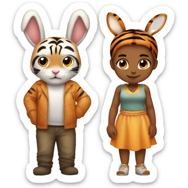 bunny girl and tiger boy sticker