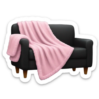 Pink cozy blanket on a black sofa  sticker