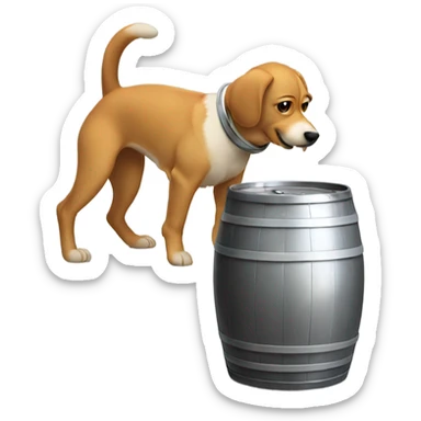 Dog doing a keg stand sticker