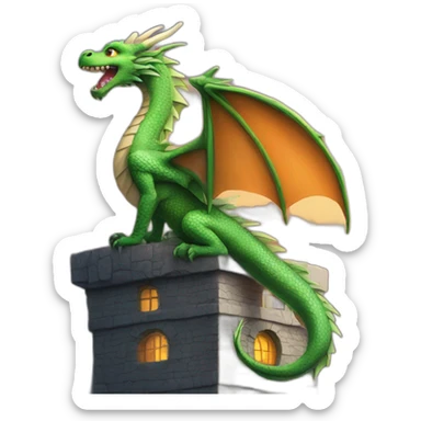 dragon sitting on the tower sticker