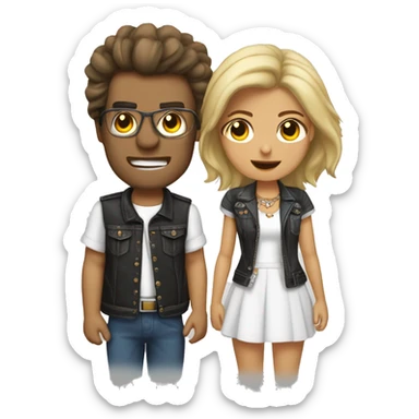 relacion de pareja chico trigueño y chica rockera blanca sticker