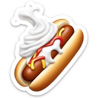 Whipped cream on tip of hot dog sticker